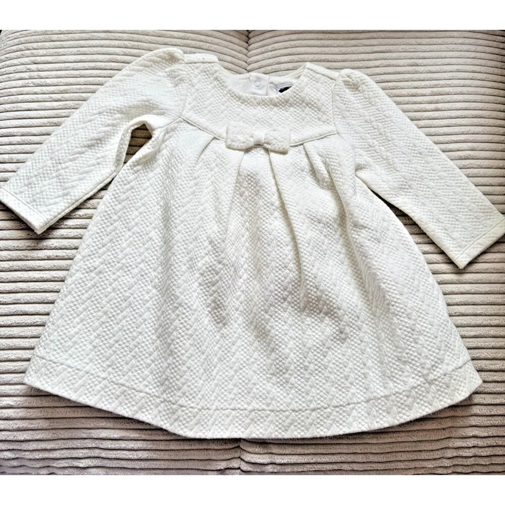 Janie and Jack Girl's Infants White Fall Dress Bow Classic Size 6m 12m Preppy